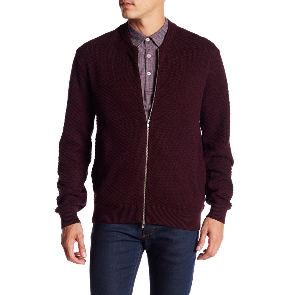 Peter Werth Carr Chunky Knit Bomber Zip Jacket